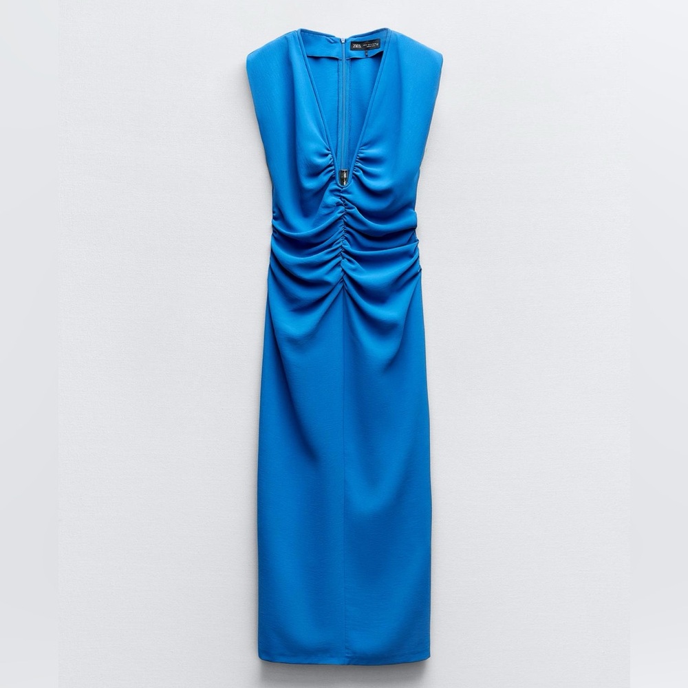 ZARA! CREPE DRESS WITH NECKLINE APPLIQUÉ